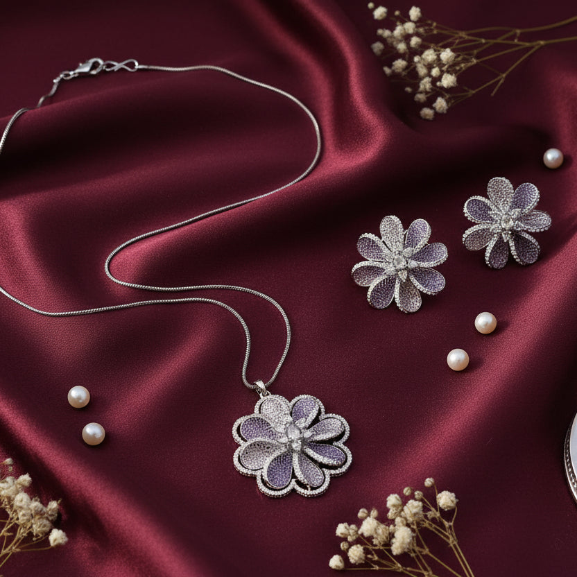 Amethyst Petal Pendant Set