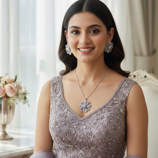 Amethyst Petal Pendant Set