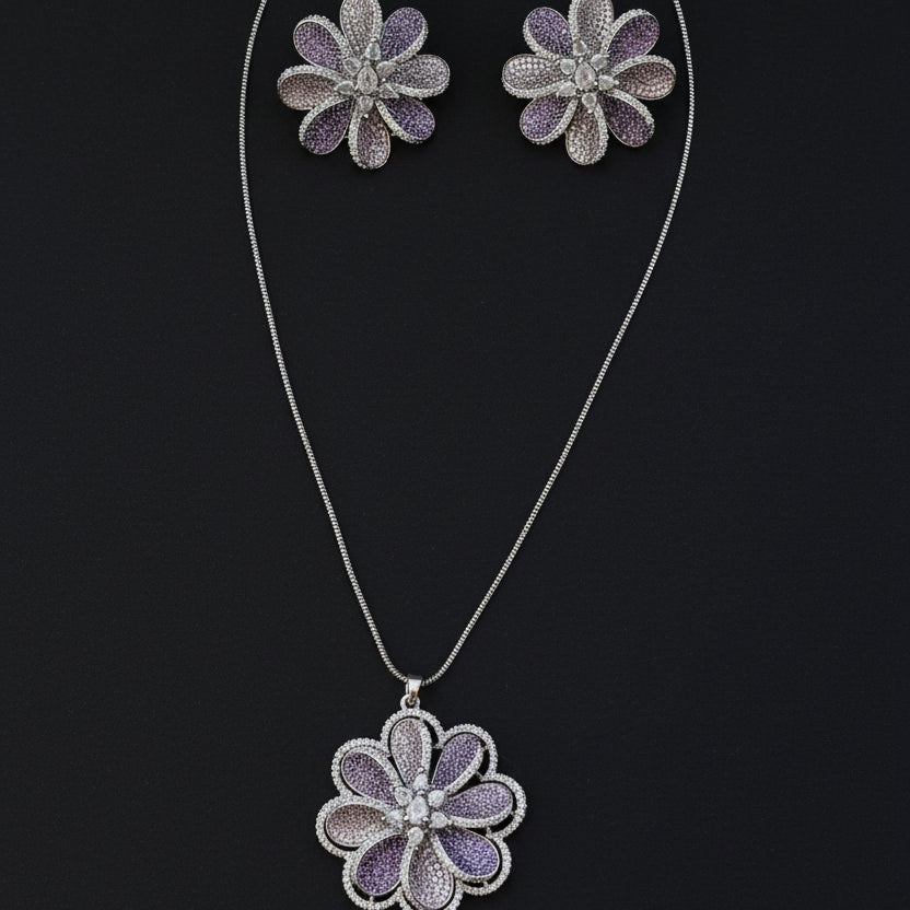 Amethyst Petal Pendant Set