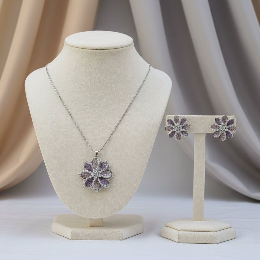 Amethyst Petal Pendant Set