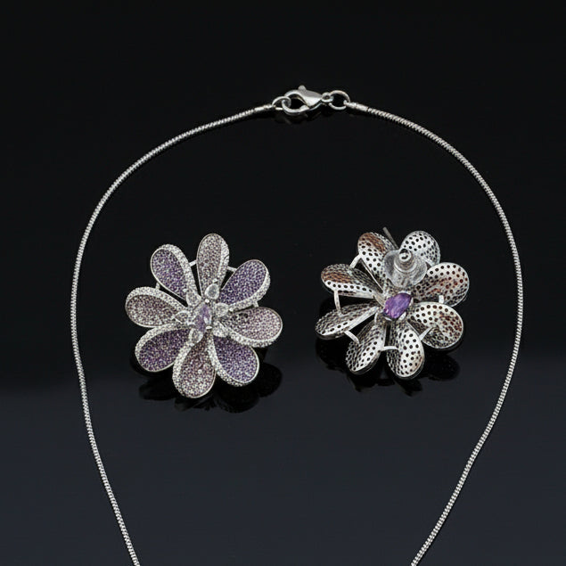 Amethyst Petal Pendant Set
