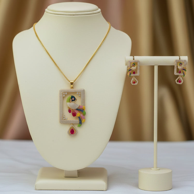 Rangmayur Jewellery Pendant Set - Multi color
