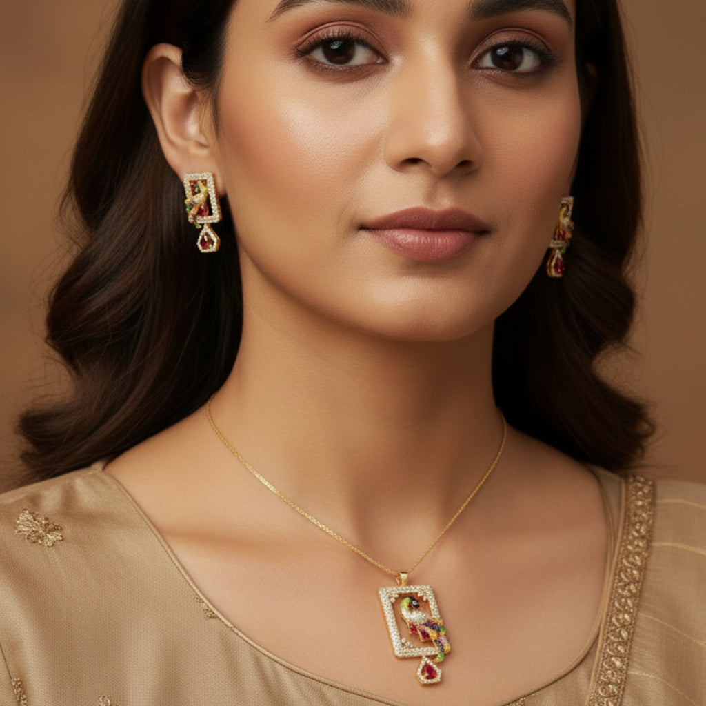 Rangmayur Jewellery Pendant Set - Multi color