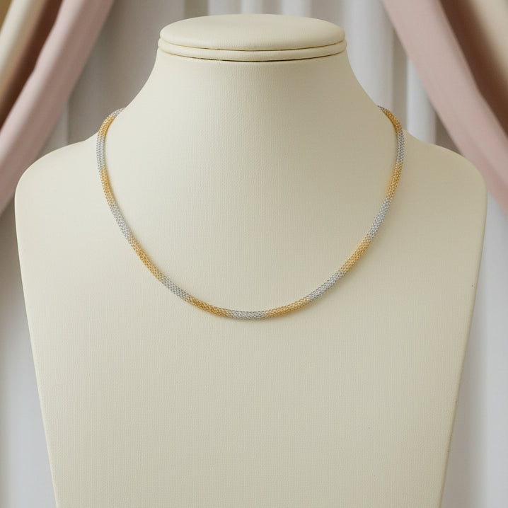 Dual-Tone Mesh Chain Necklace