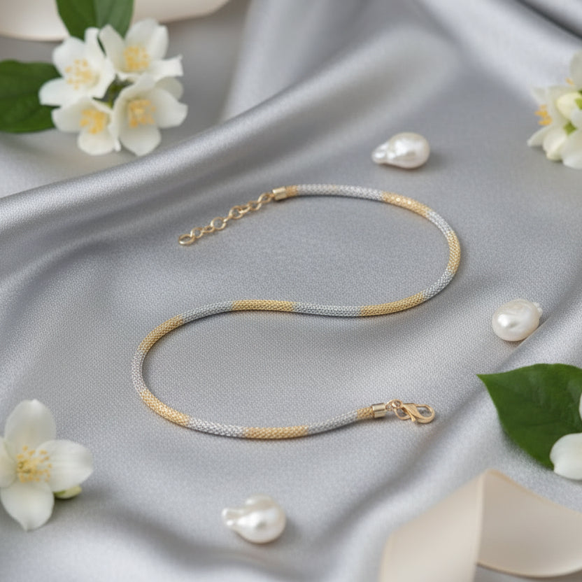 Dual-Tone Mesh Chain Necklace